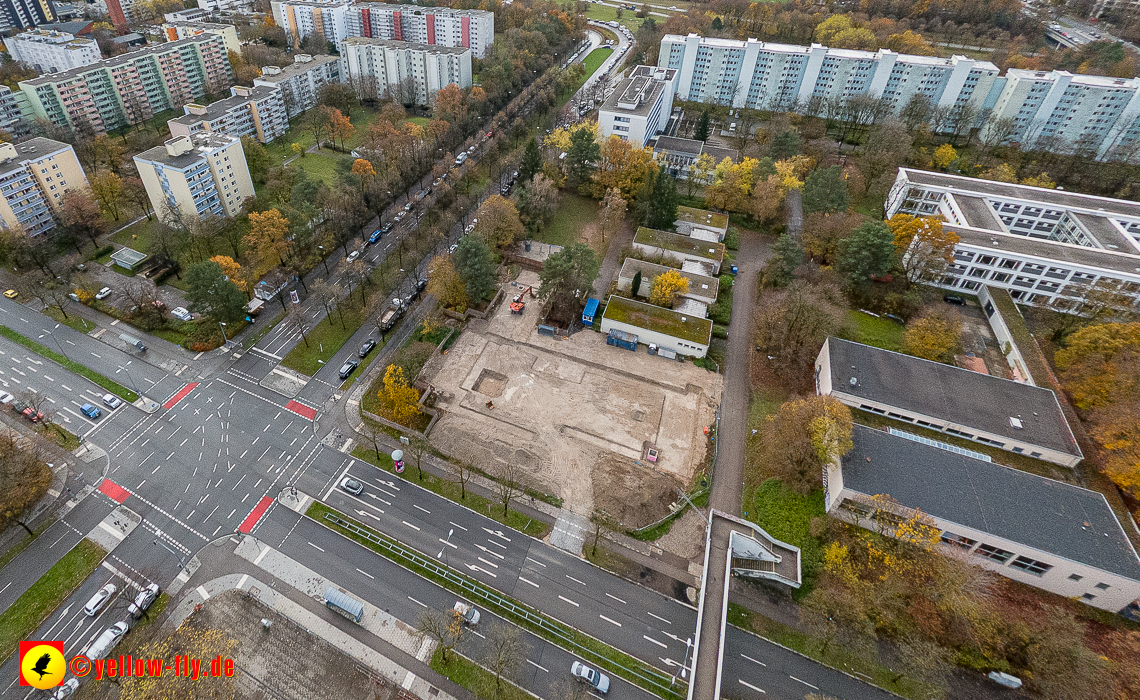 19.11.2022 - Luftbilder von der Baustelle an der Quiddestraße 'Haus für Kinder' in Neuperlach